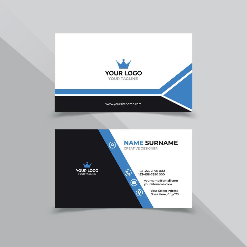modelo de design de cartão de visita corporativo na cor azul preto e branco vetor