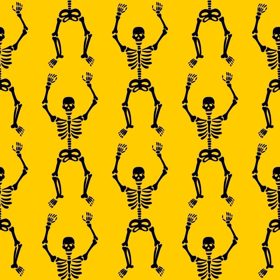 padrão sem costura de esqueleto de halloween vetor