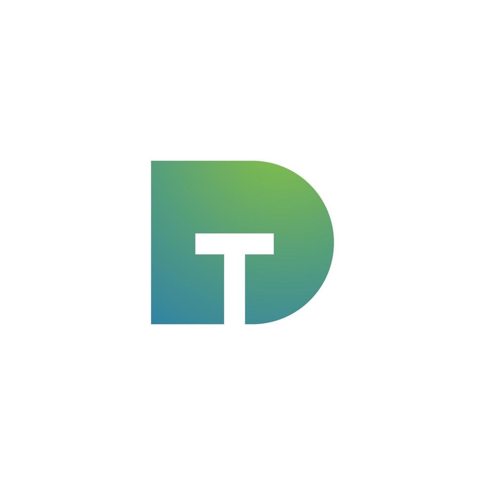 design de logotipo simples de letra gradiente dt ou td vetor