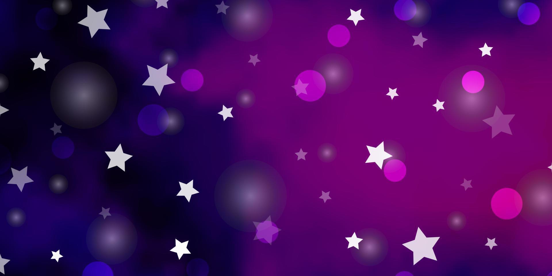 padrão de vetor roxo escuro com círculos, estrelas.