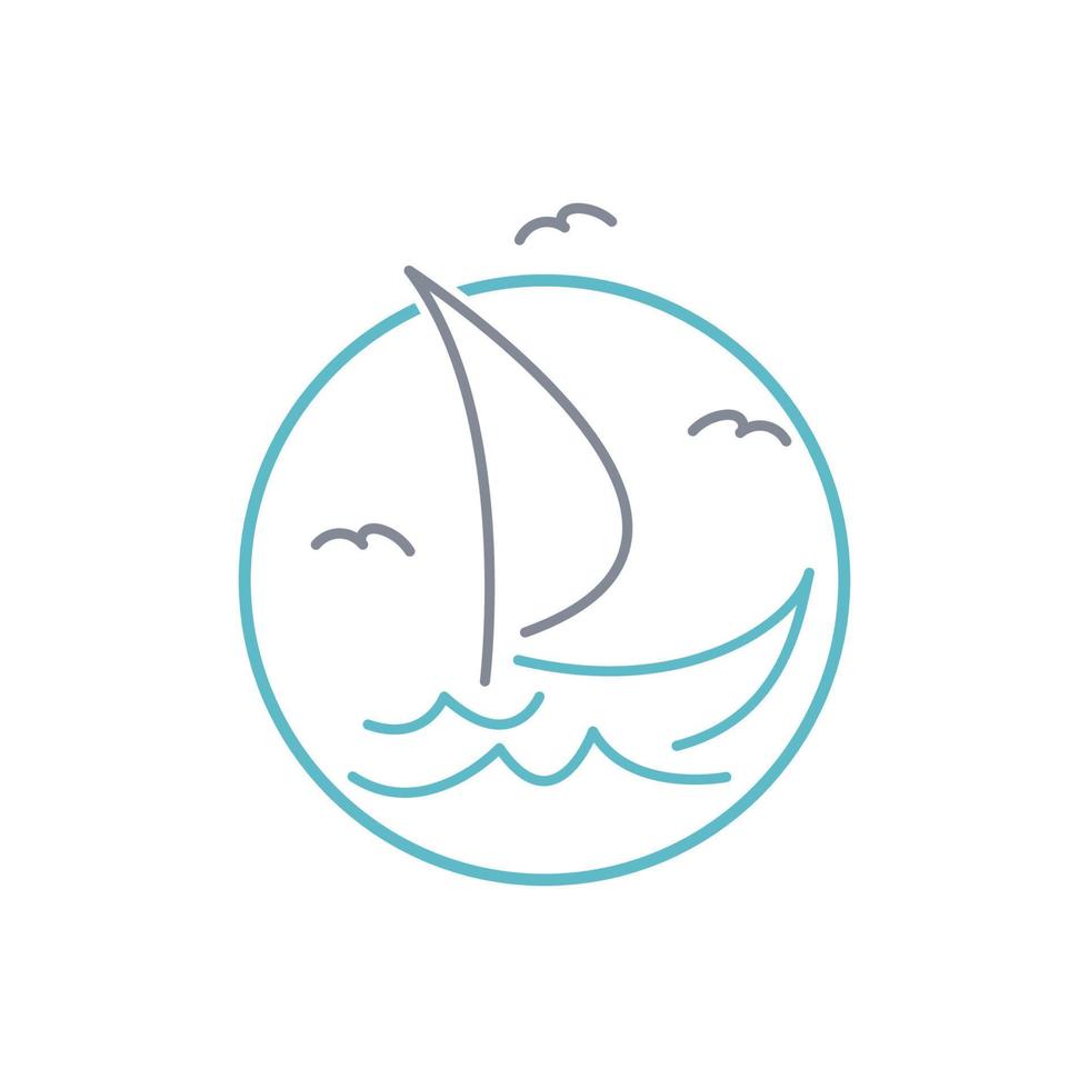 logotipo de barco à vela simples, cruzeiros diários, viagens marítimas, ícone do logotipo vetorial vetor