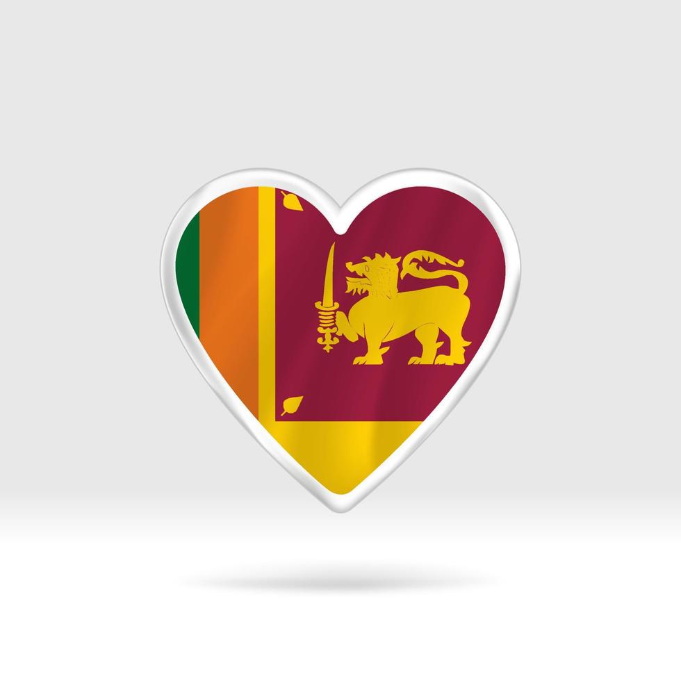 coração da bandeira do sri lanka. modelo de coração e bandeira de botão prateado. edição fácil e vetor em grupos. ilustração vetorial de bandeira nacional sobre fundo branco.