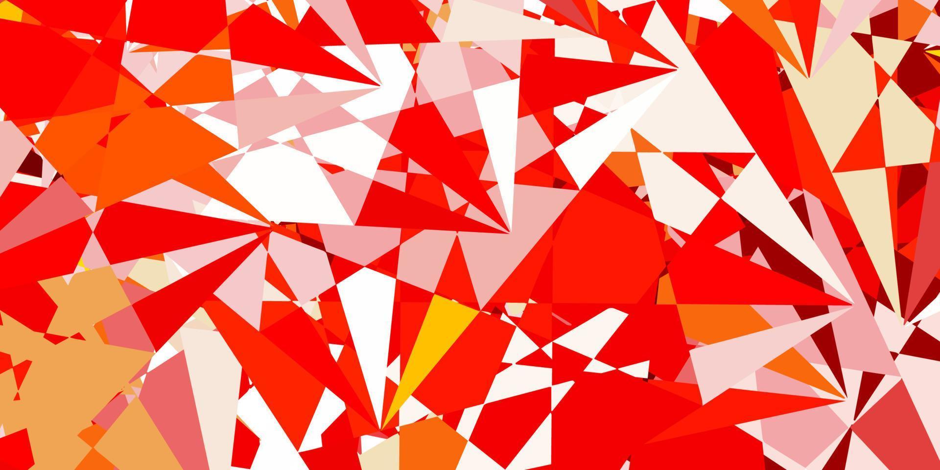 textura vector laranja claro com triângulos aleatórios.