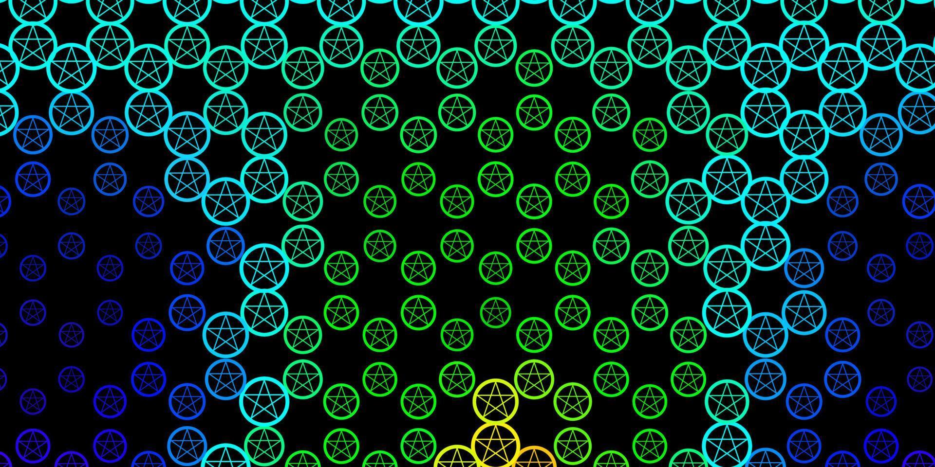 padrão de vetor azul e verde escuro com elementos mágicos.