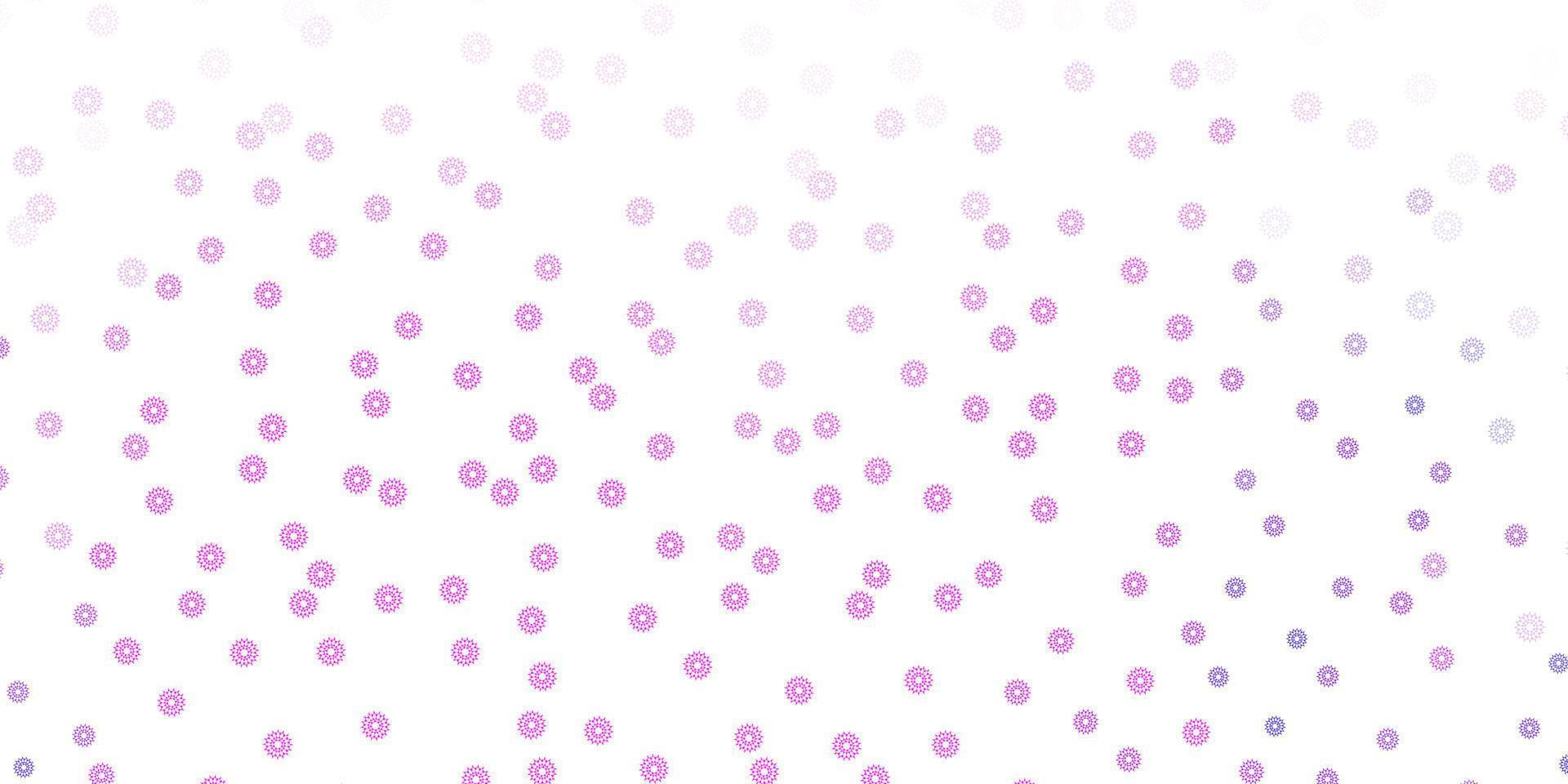 fundo do doodle do vetor roxo, rosa claro com flores.