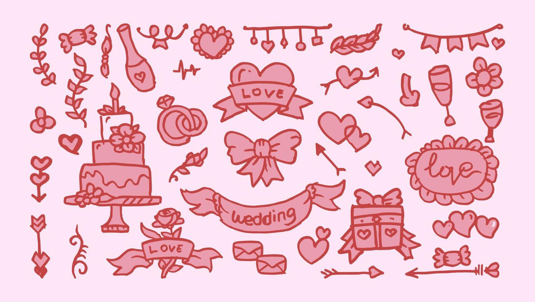 doodle de casamento clipart doodle ilustração de ícone de vetor de casamento