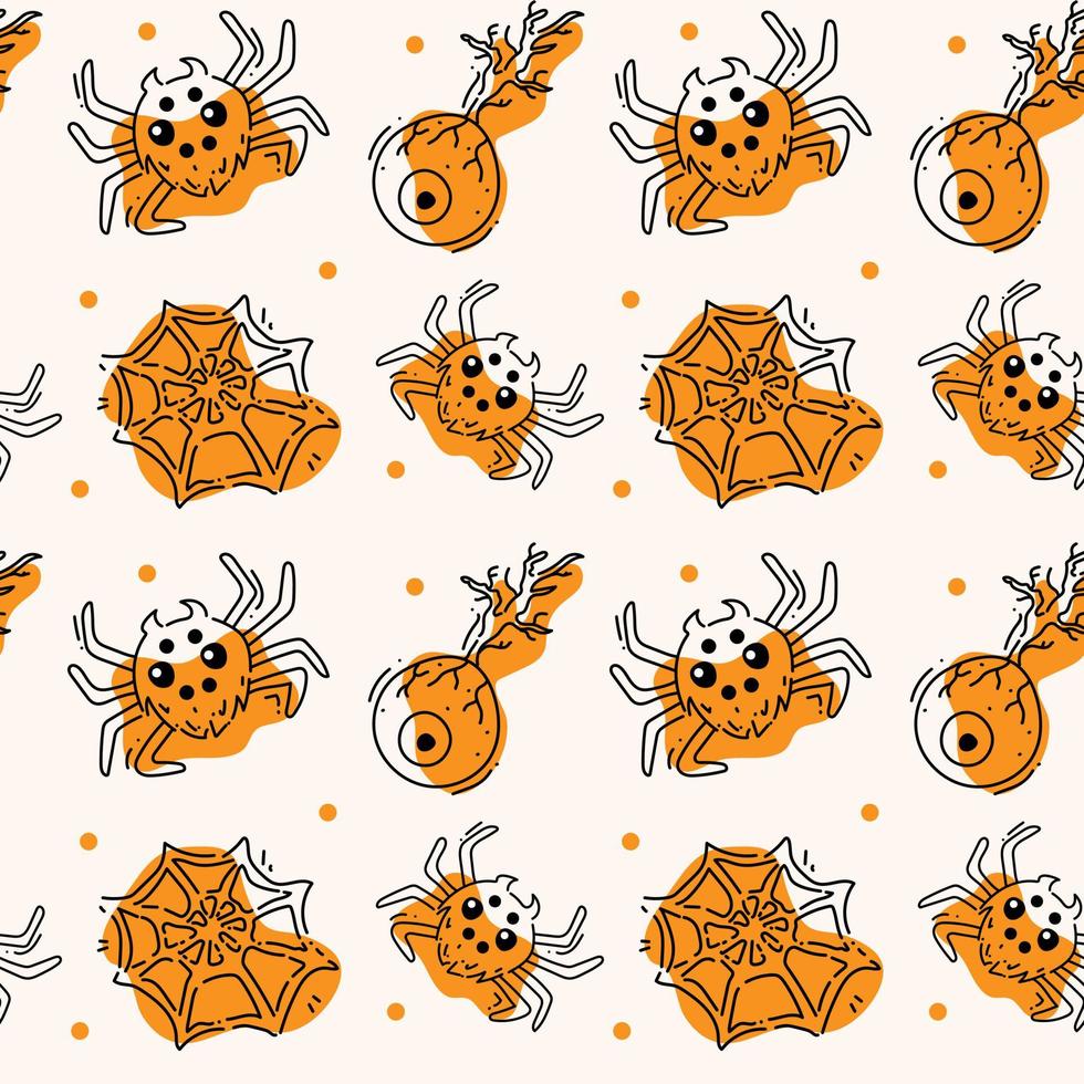 um padrão de halloween sem costura com uma aranha e uma teia de aranha vetor