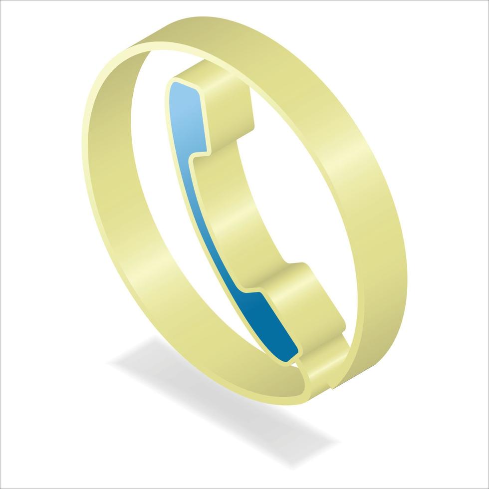 design de telefone 3d, telefone isolado com círculo de brilho vetor