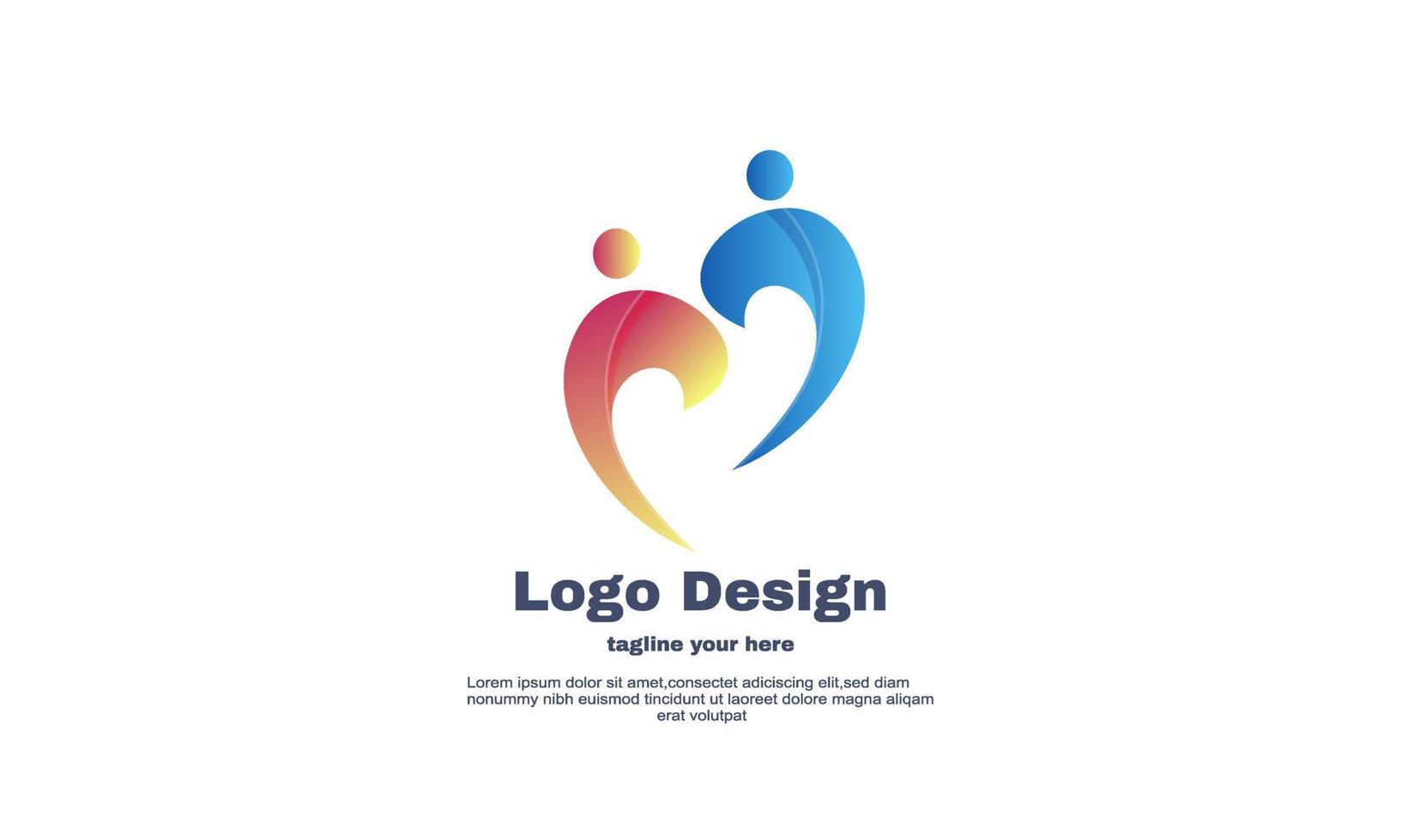 design de logotipo 3d exclusivo para pessoas que cuidam do coração isolado em vetor