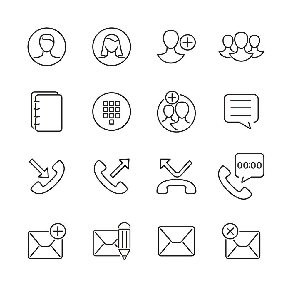 ícones da interface do usuário para contato, chamada, mensagem vetor