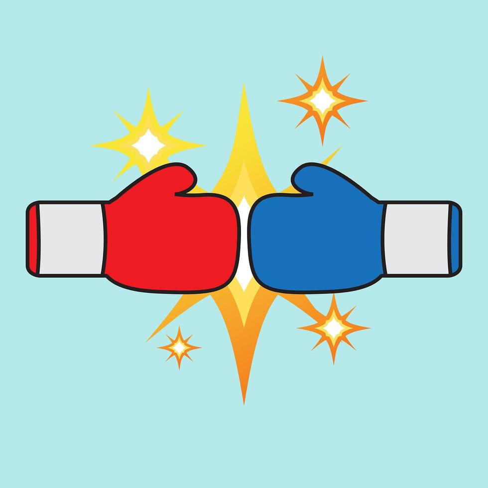 design de boxe de luva vermelha e azul vetor