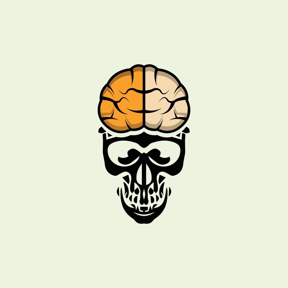 ícone abstrato do logotipo do crânio do cérebro vetor