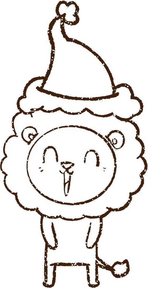 desenho a carvão de leão de natal vetor