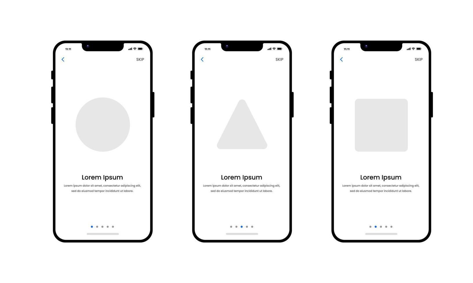 mockup ui ux design apresenta o usuário ao aplicativo antes de usar cada etapa vetor