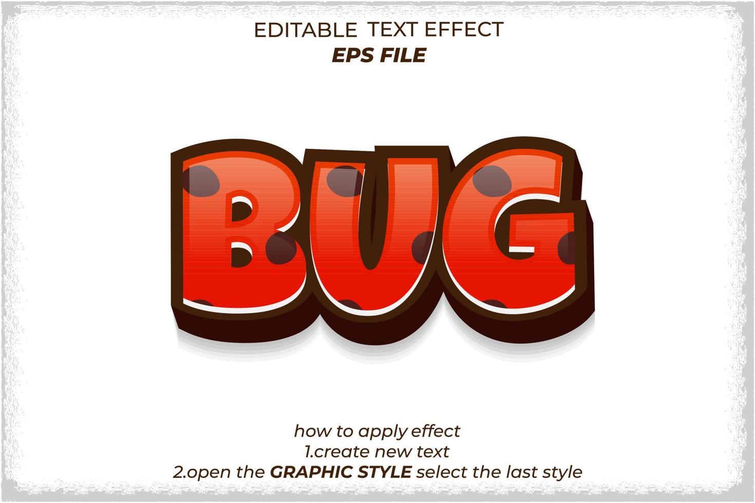 efeito de texto de bug, fonte editável, tipografia, texto 3d. modelo de vetor