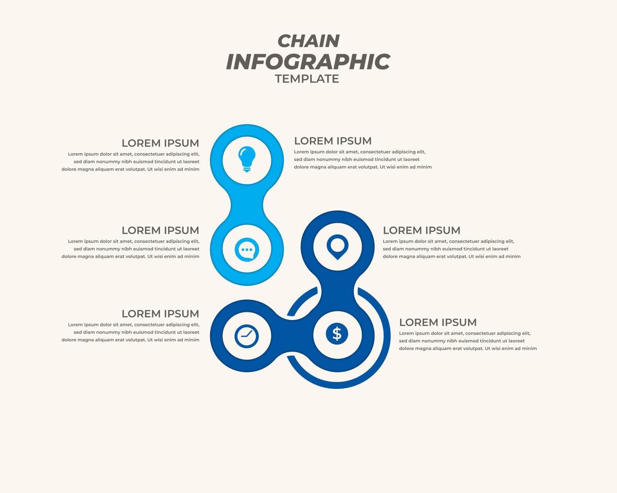 design infográfico de cadeia com 5 etapas para visualização de dados, diagrama, relatório anual, web design, apresentação. modelo de negócios vetoriais vetor