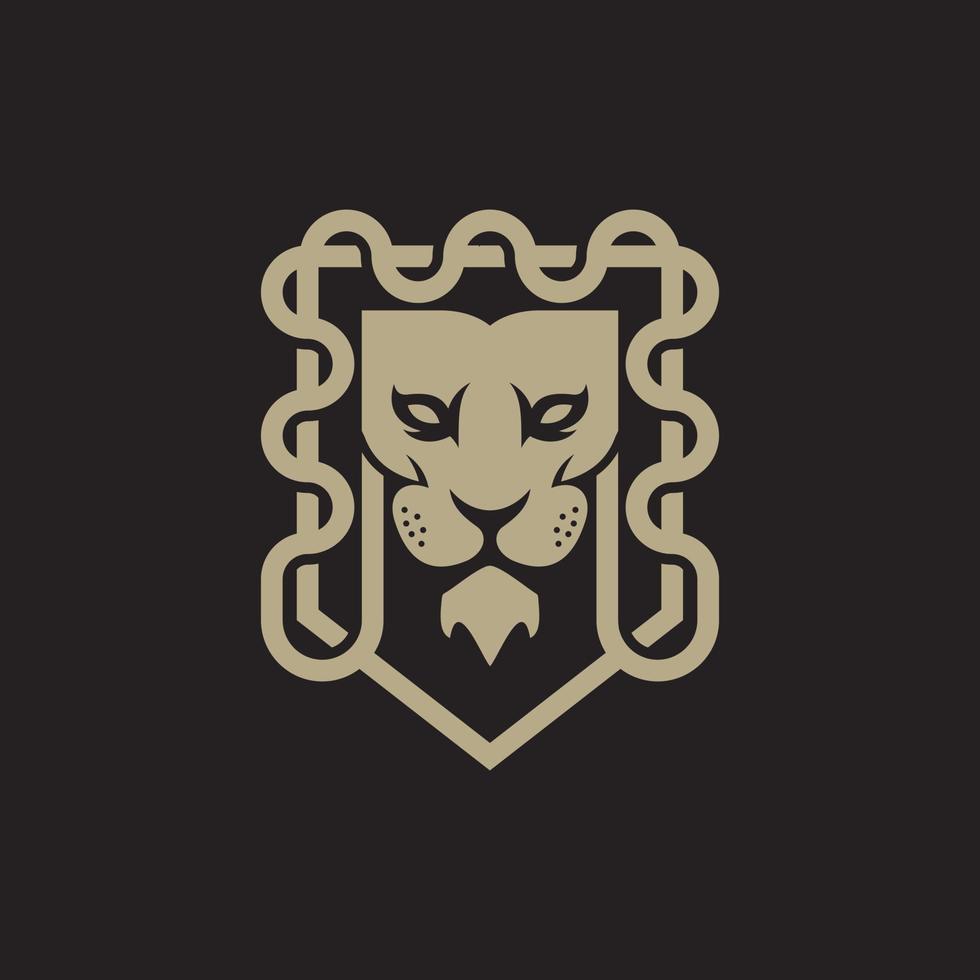 logotipo de ilustração de luxo de escudo de leão de cabeça vetor