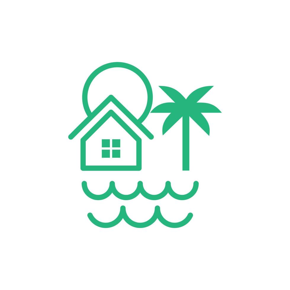 logotipo simples moderno de férias de praia em casa vetor