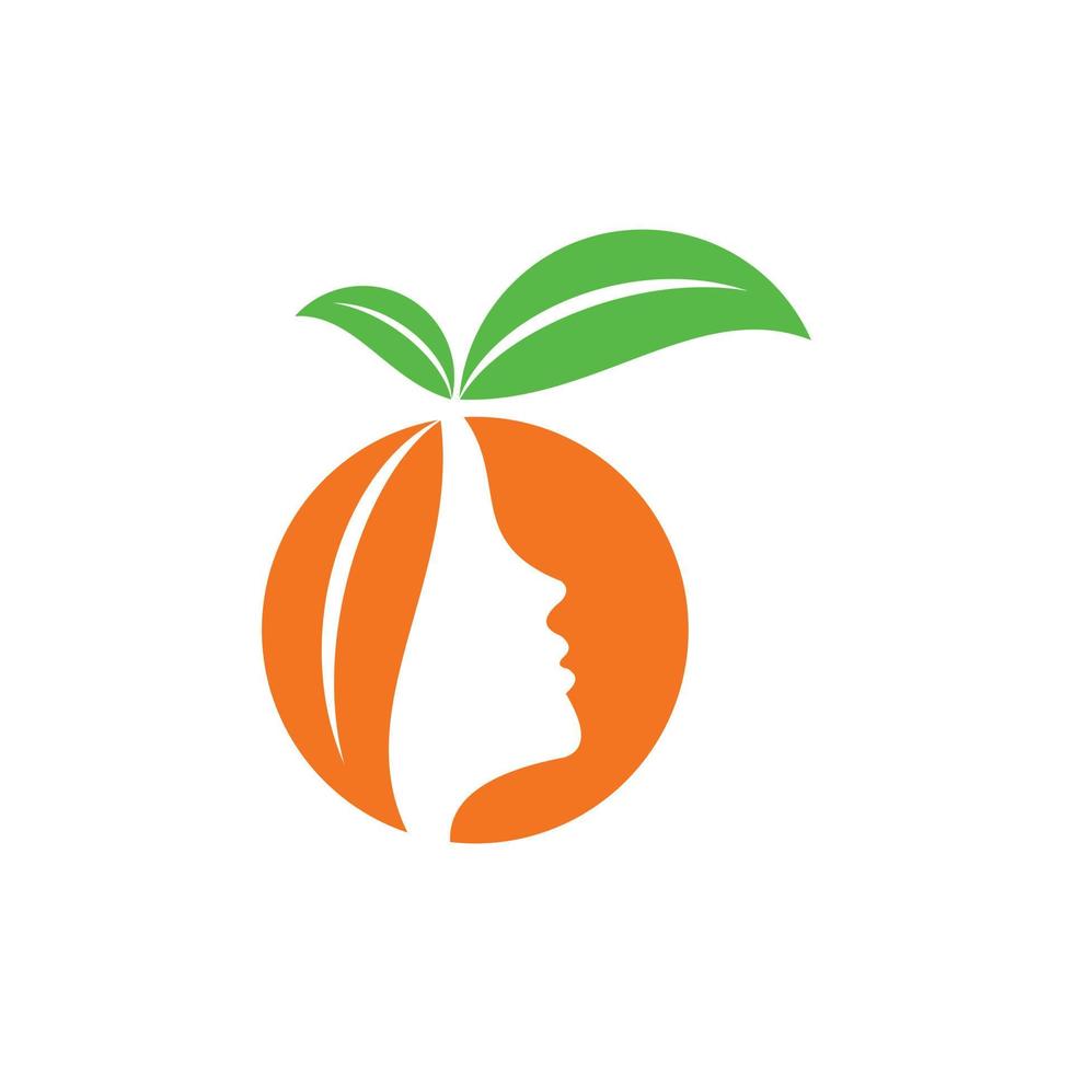 logotipo de ilustração de rosto de beleza laranja de frutas vetor