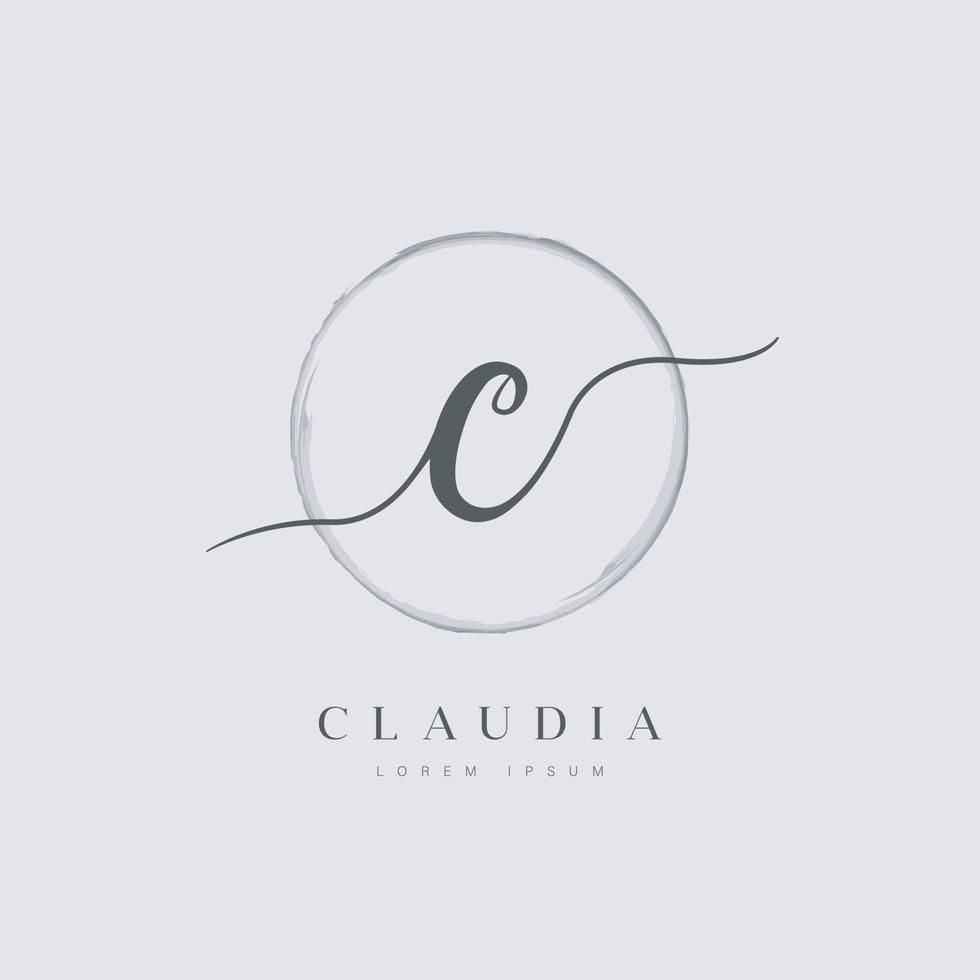 elegante letra inicial tipo c logotipo com círculo escovado vetor