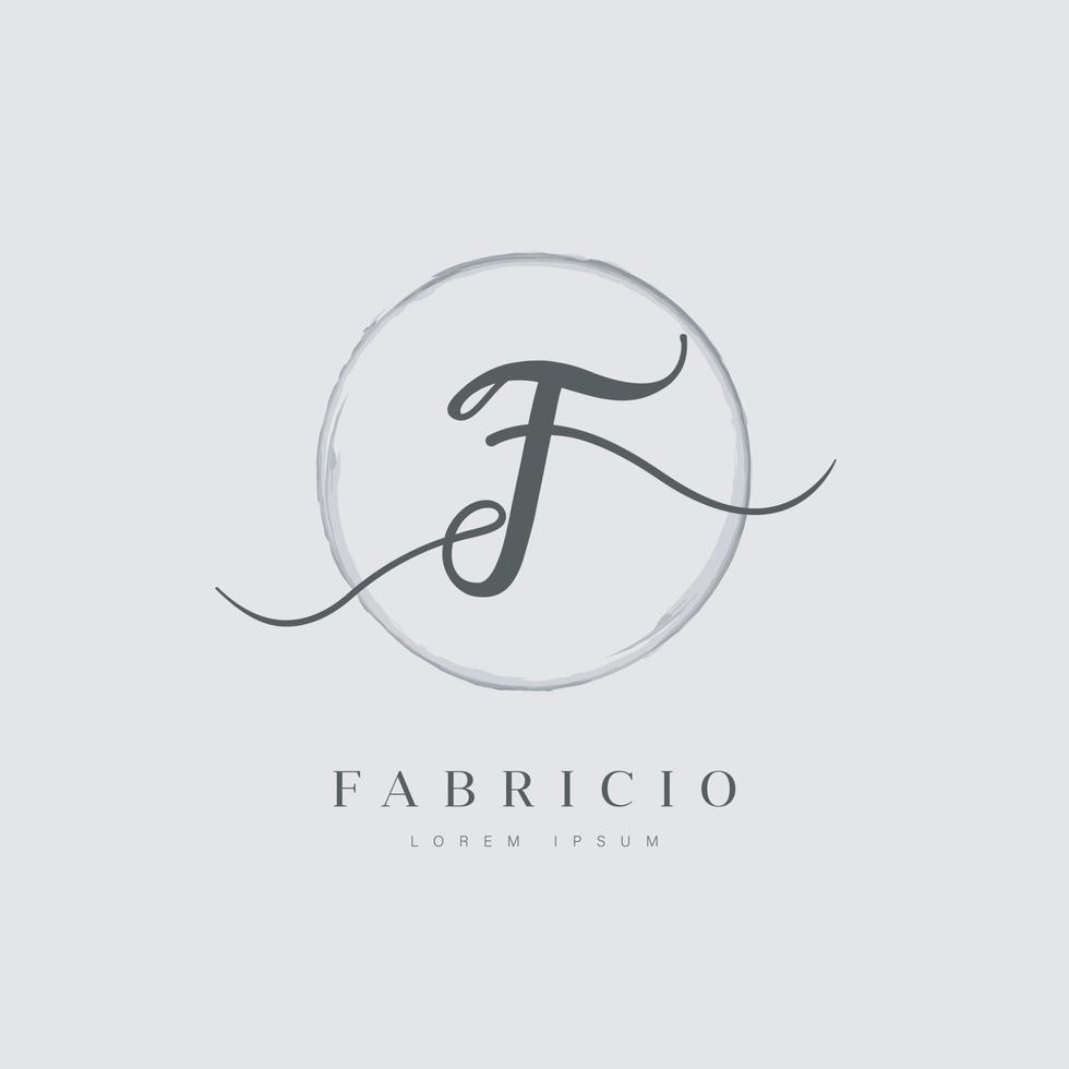 elegante letra inicial tipo f logotipo com círculo escovado vetor