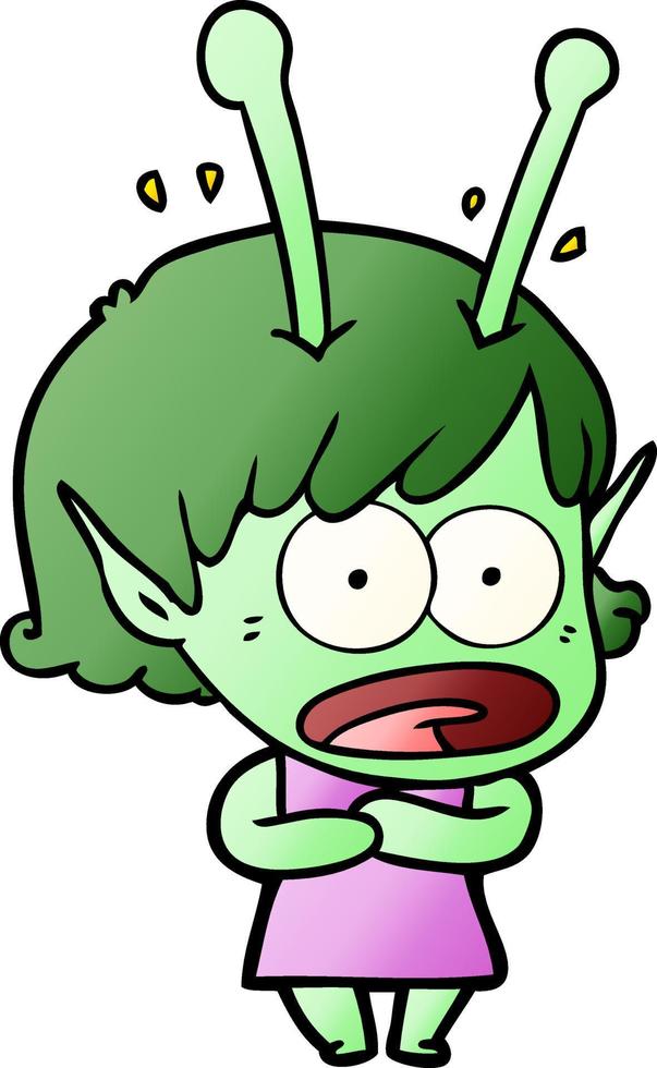 garota alienígena chocada dos desenhos animados vetor