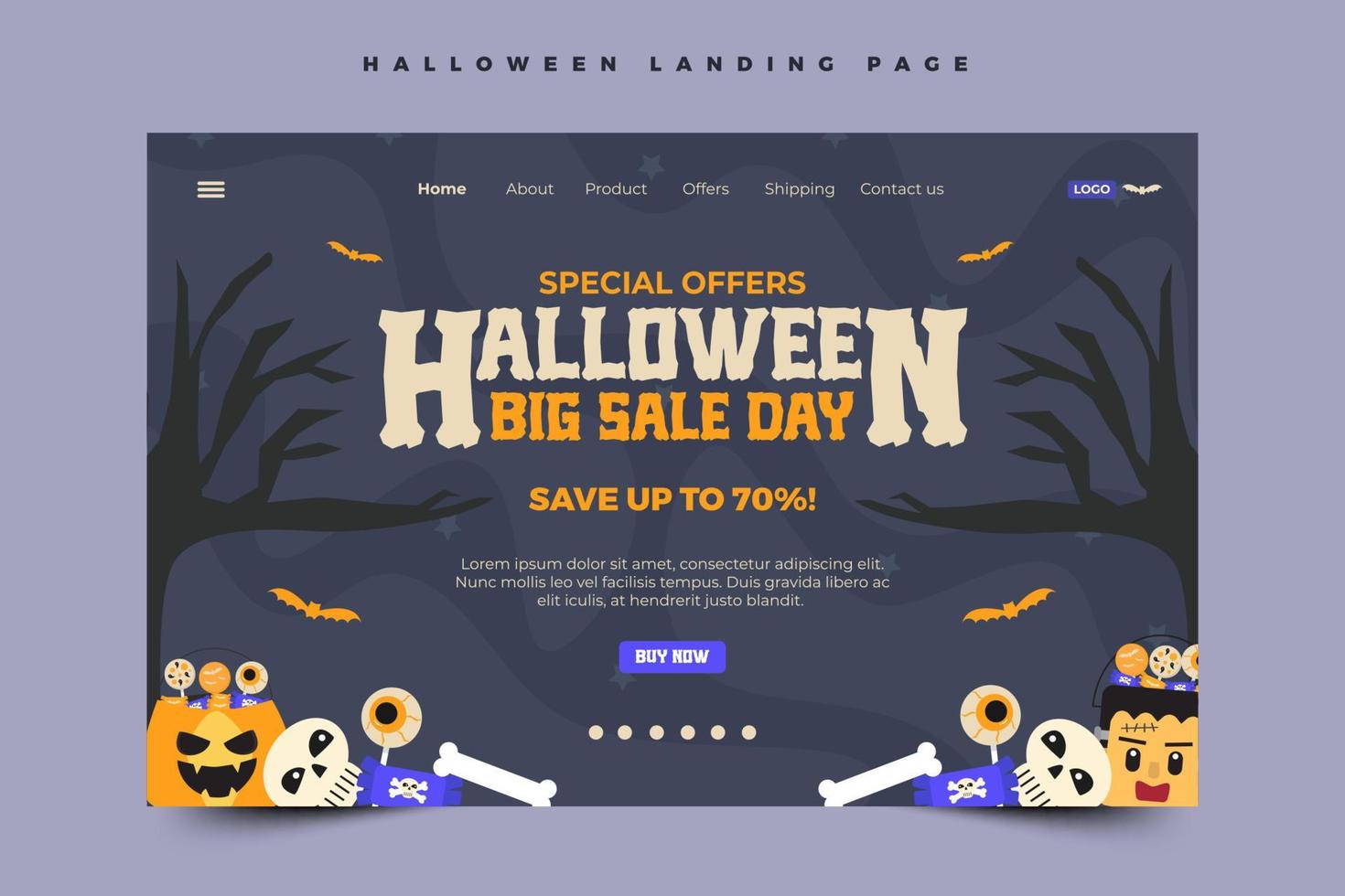 modelo de design gráfico de halloween simples e elegante que é fácil de personalizar vetor