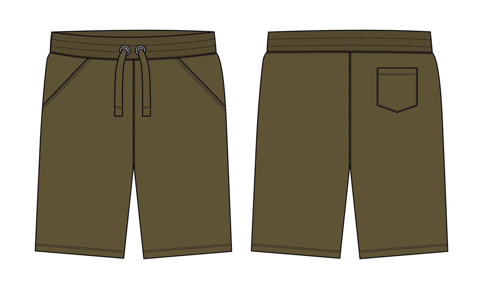 meninos suam shorts vector moda modelo de desenho plano. jovem desenho técnico moda arte ilustração.