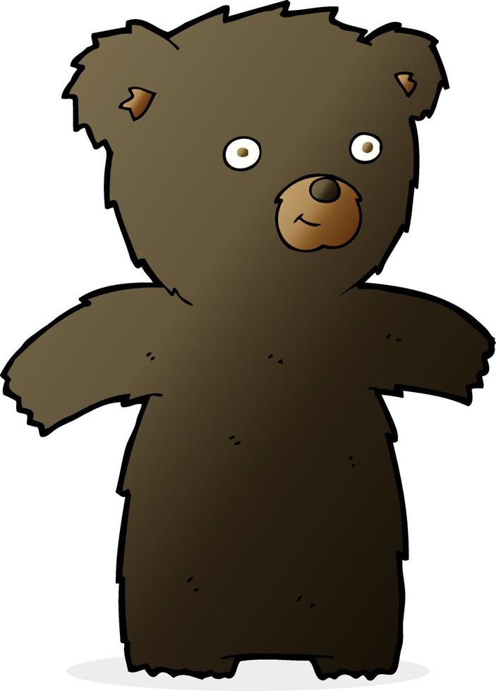 urso preto bonito dos desenhos animados vetor