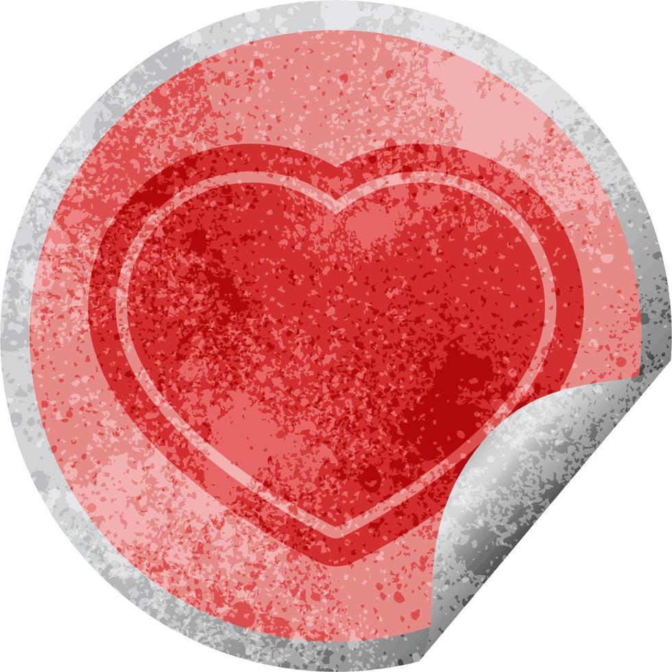coração símbolo gráfico ilustração vetorial adesivo circular vetor