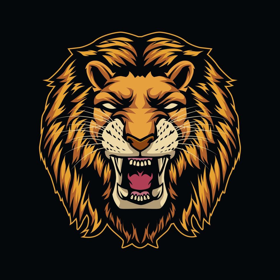 vetor de ilustração de jogos de logotipo de mascote de leão de cabeça