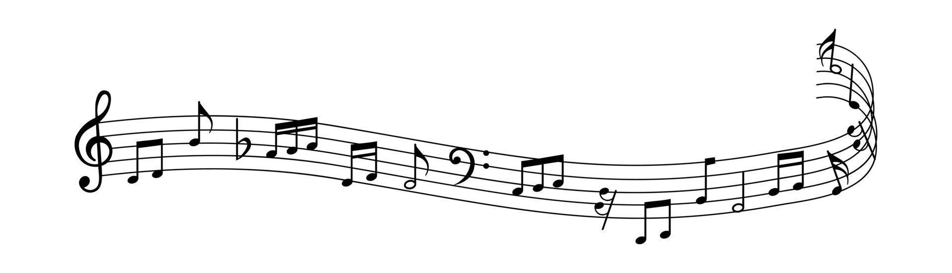 conjunto de ícones de notas musicais, símbolo de notas musicais, onda de notas musicais, notas musicais na ilustração vetorial vetor