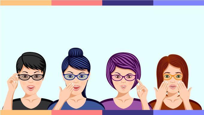 grupo de mulheres de óculos em emoção de espanto vetor