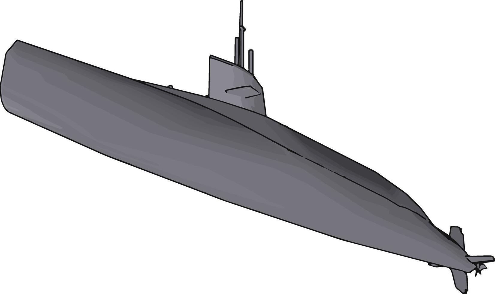 submarino, ilustração, vetor em fundo branco.