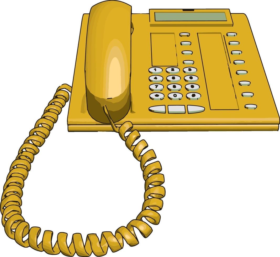 telefone amarelo, ilustração, vetor em fundo branco.