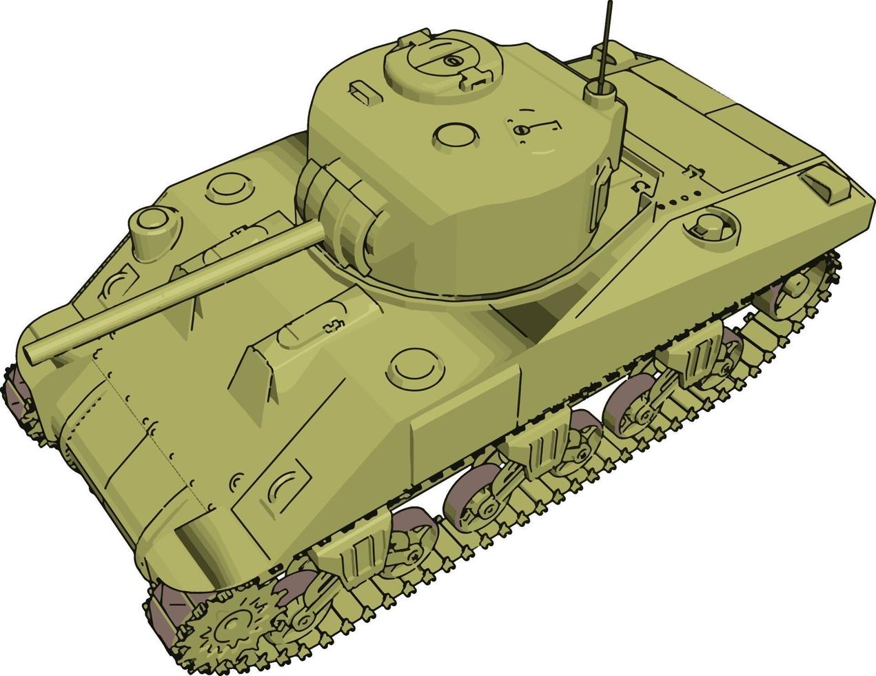 tanque militar verde, ilustração, vetor em fundo branco.