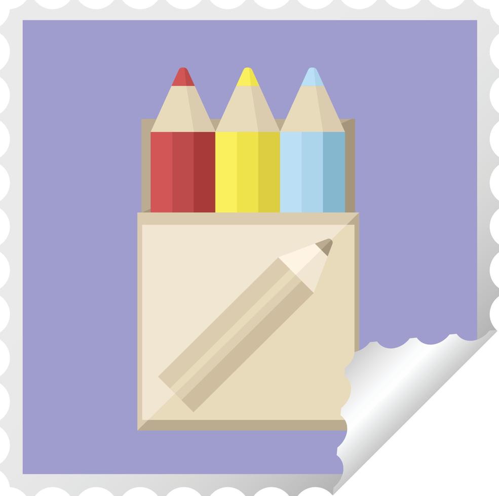 pacote de carimbo de adesivo quadrado gráfico de lápis de colorir vetor