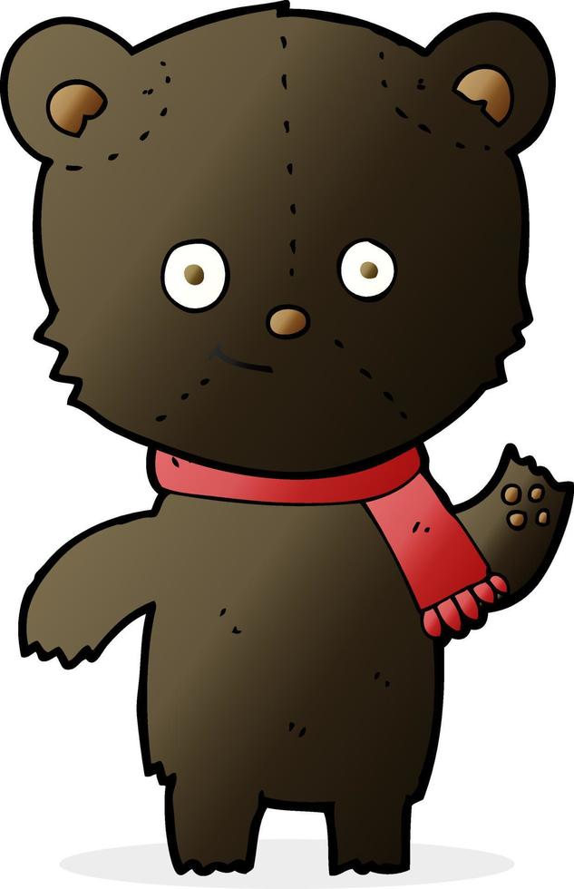 desenho animado urso preto acenando vetor