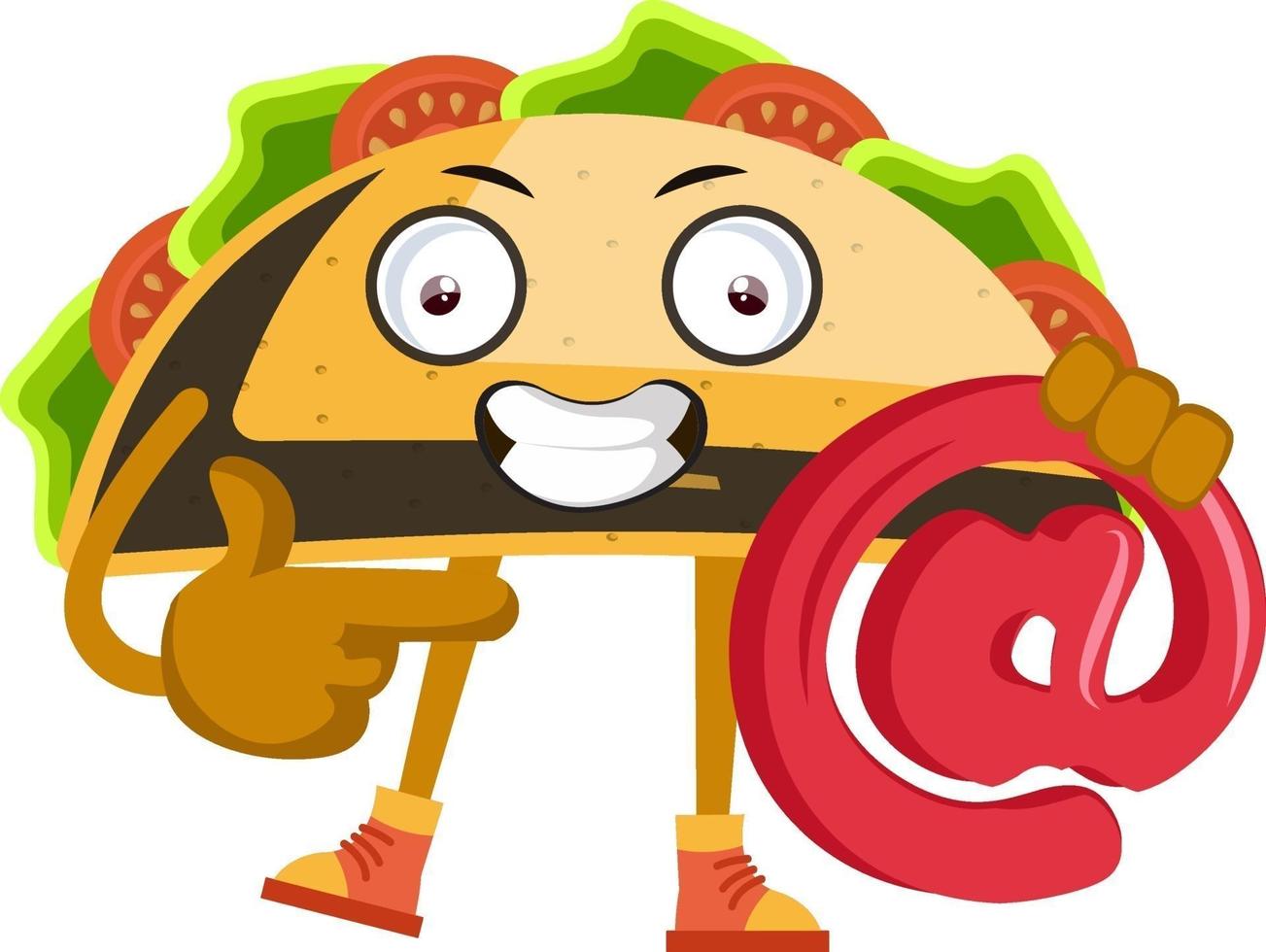 taco com arroba, ilustração, vetor em fundo branco.