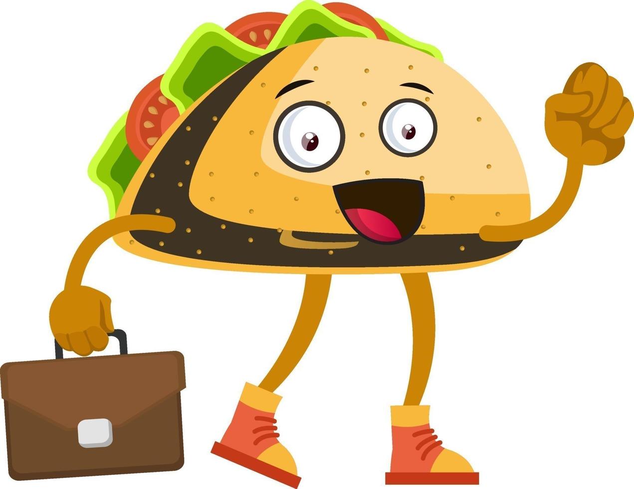 taco com mala, ilustração, vetor em fundo branco.