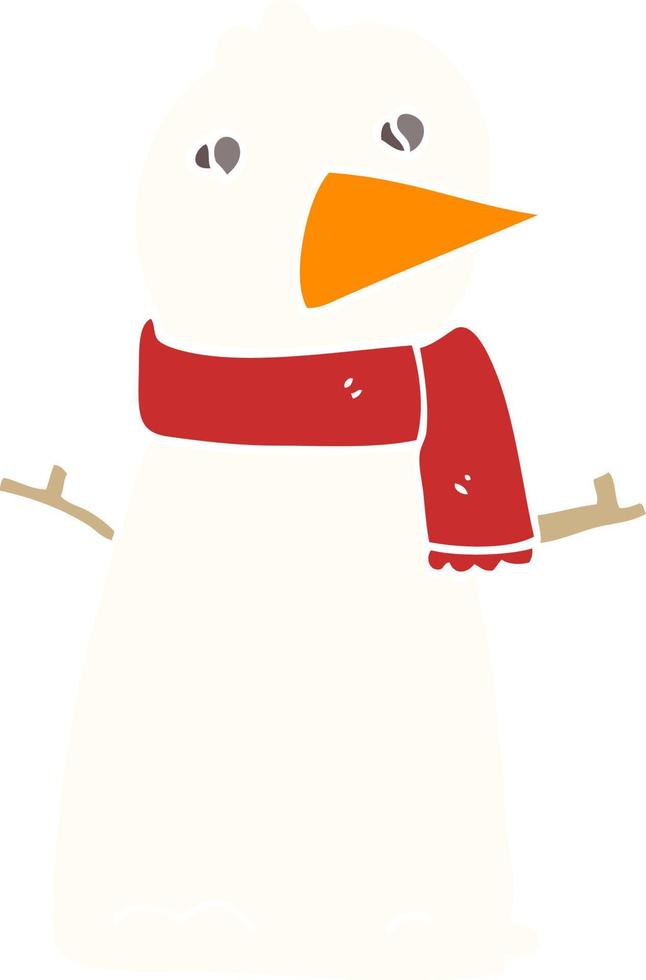 boneco de neve de desenho animado de ilustração de cor plana vetor
