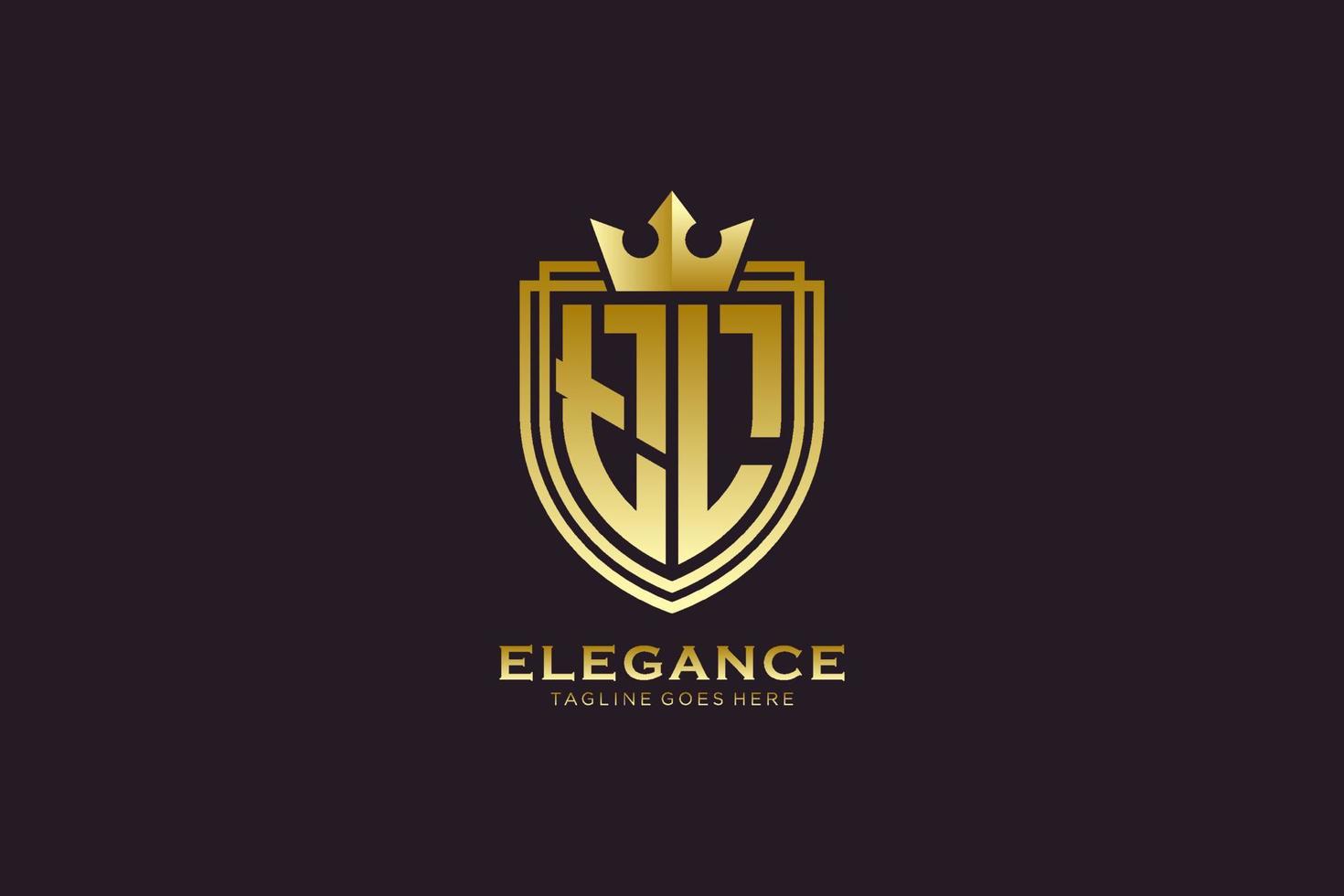 inicial tl logotipo de monograma de luxo elegante ou modelo de crachá com pergaminhos e coroa real - perfeito para projetos de marca luxuosos vetor