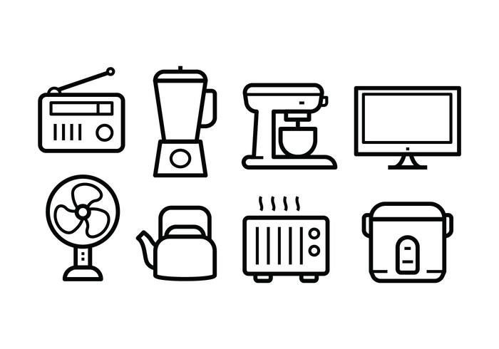 Conjunto grátis de ícones de eletrodomésticos vetor