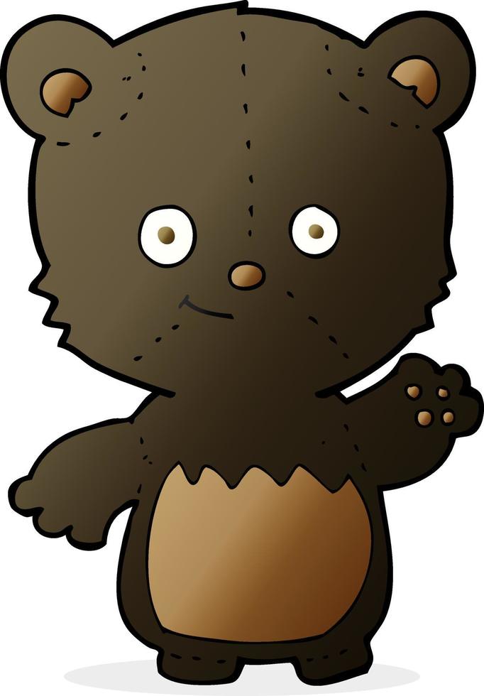 filhote de urso preto dos desenhos animados acenando vetor