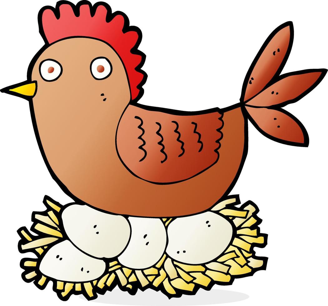 galinha dos desenhos animados em ovos vetor