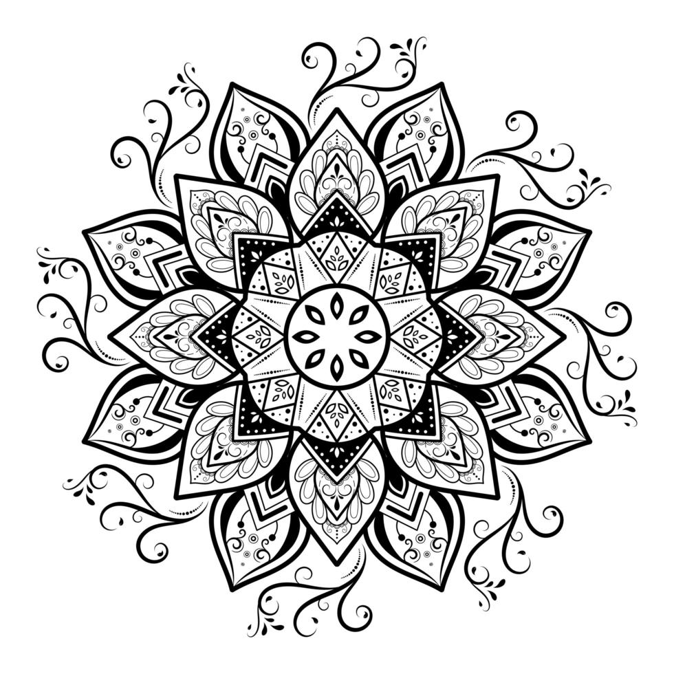 design de mandala com estilo retrô decorativo vetor