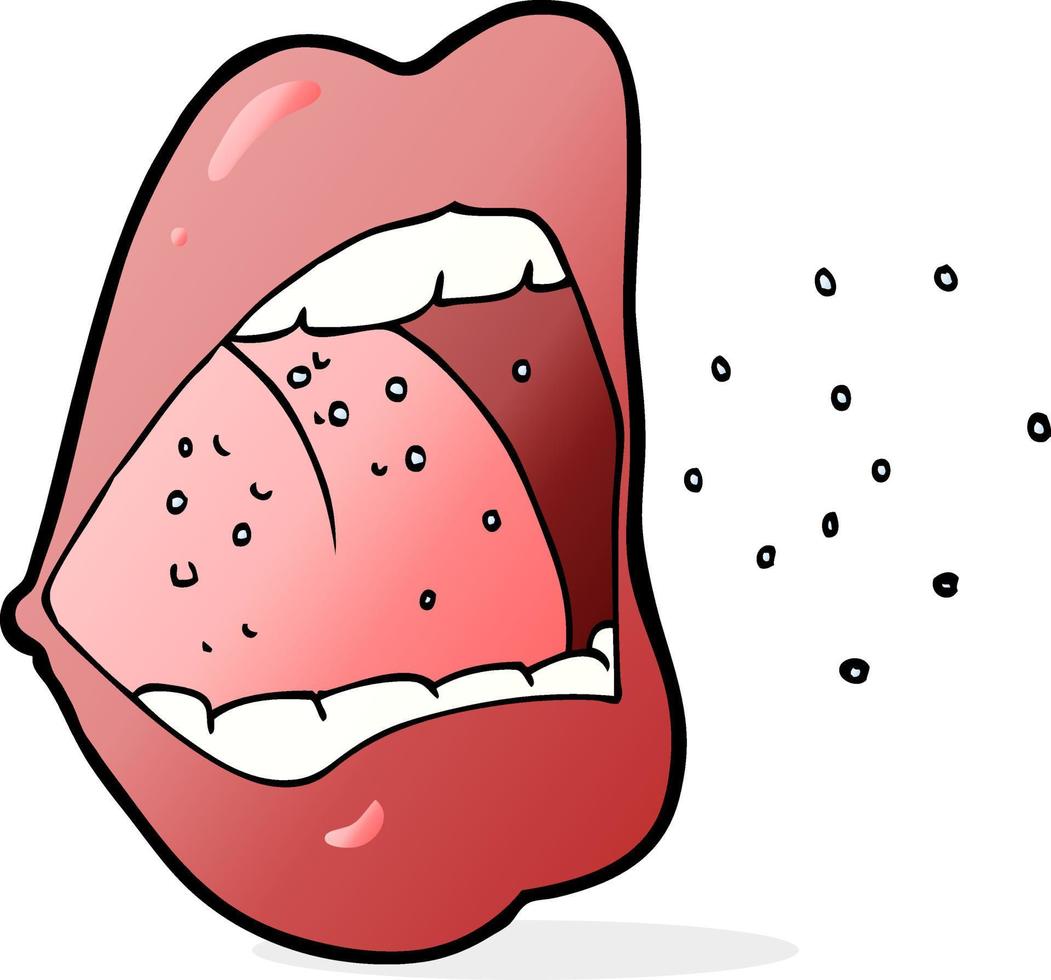 boca espirrando dos desenhos animados vetor