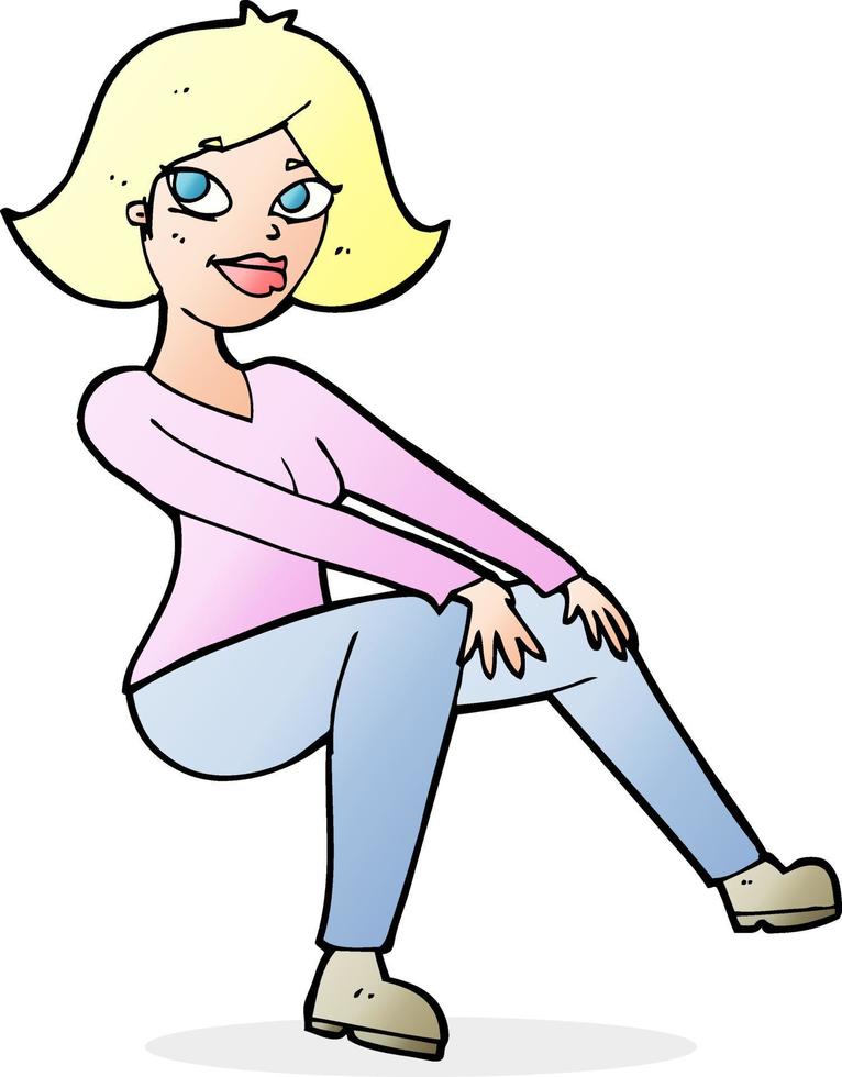 cartoon feliz mulher sentada vetor