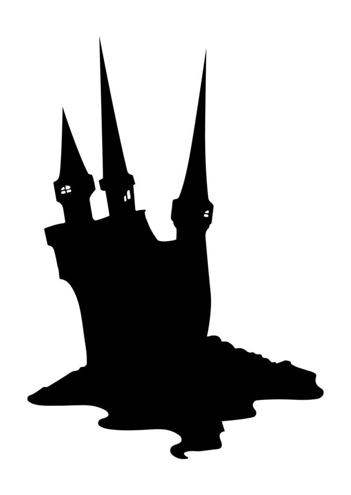 castelo assustador escuro em estilo simples, isolado no fundo branco vetor