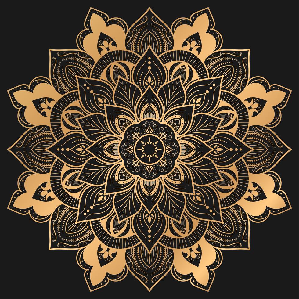 design elegante mandala na cor ouro vetor